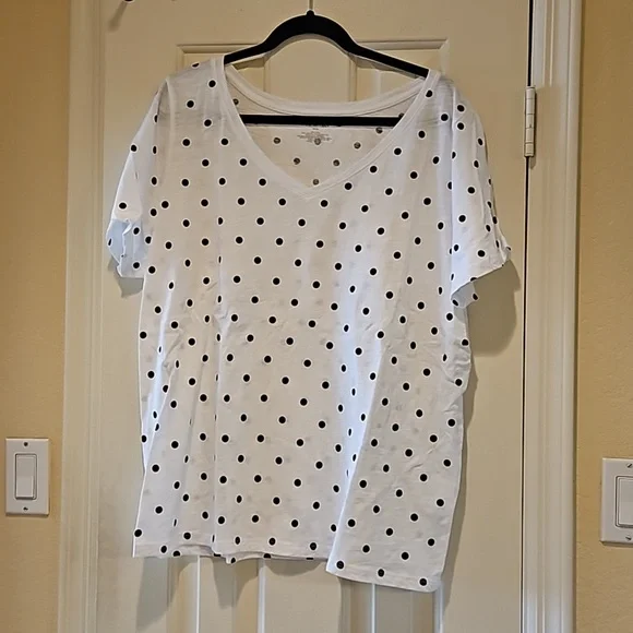 Lane Bryant Tops Lane Bryant White And Black Polka Dot Tee